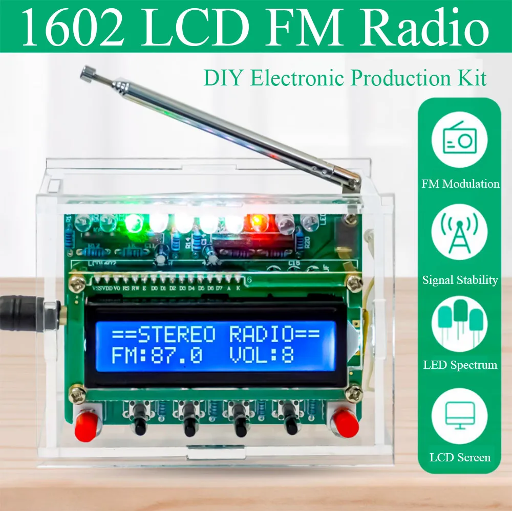 

Digital FM Radio Assembly Kit RDA5807 87-108MHZ LCD Display Welding Exercise DIY