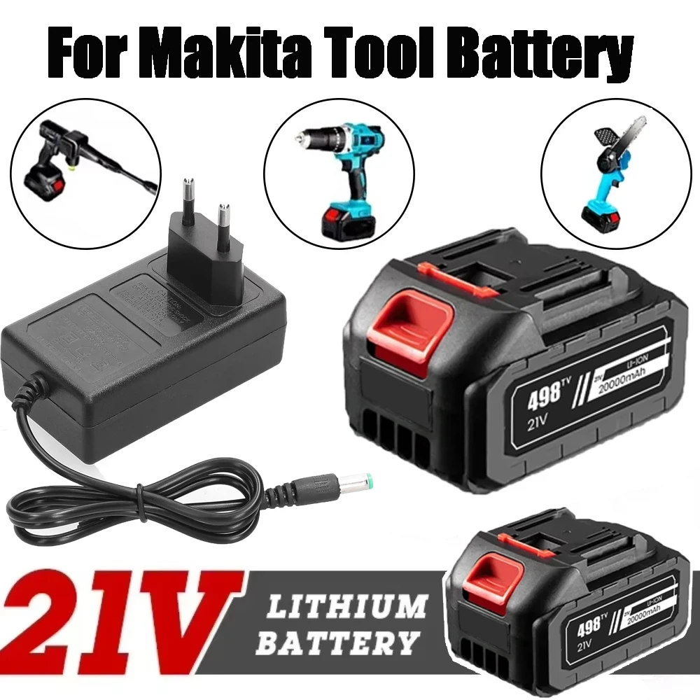 21V Rechargeable Li-ion Battery 20000mAh Large Capacity Cordless Power Tool Battery for Makita 21V Tool Replacement Battery