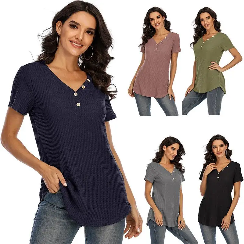 

Women's ort Sve T-irt Briti Sle Loose Fit Polyester Pure Color Casual Faion Summer Top Ladies' irt