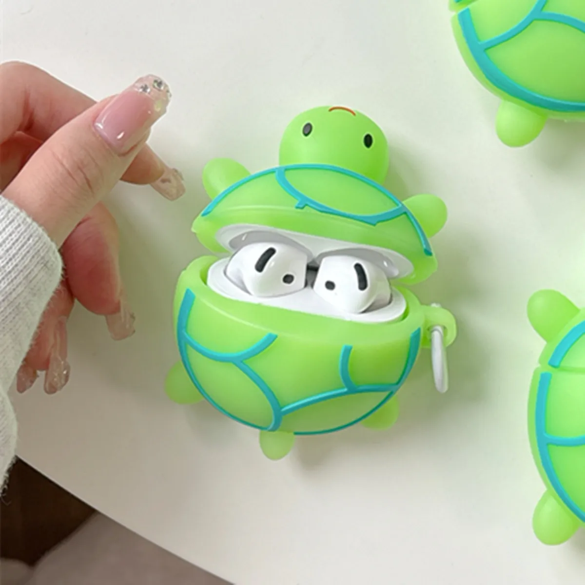 Cute Cartoon Turtle Cover for AirPods 4 with Wrist rope,Fun Creative Silicone ear buds Case for AirPods Pro 2/pro/3rd/2nd/1st