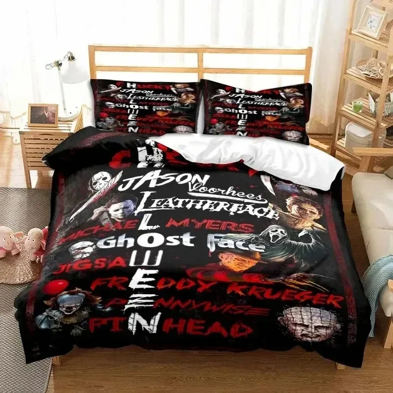 3D Print Horror Moive Halloween Bedding Set Bedroom Soft Modern Bedspreads Comefortable Duvet Cover Quilt Cover And Pillowcase