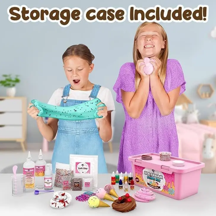 Kit per Creare Slime, Argilla Cristallina Effetto Gelato, Set Fai-da-Te per Bambini, Argilla Modellabile Non Tossica