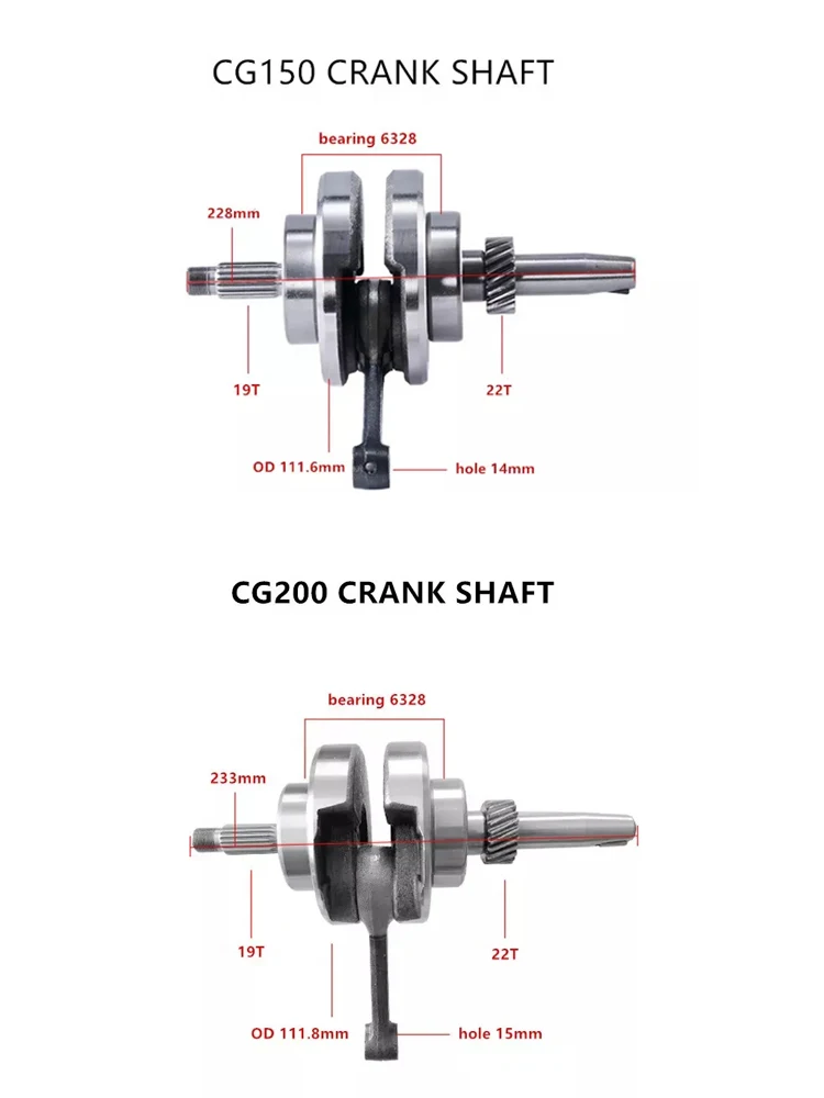 

Motorcycle Engine Parts of Crankshaft Assy for Haojue Honda Qingqi Jingcheng Qjmotor Lifan Loncin CG125 CG150 CG200 Crank Shaft