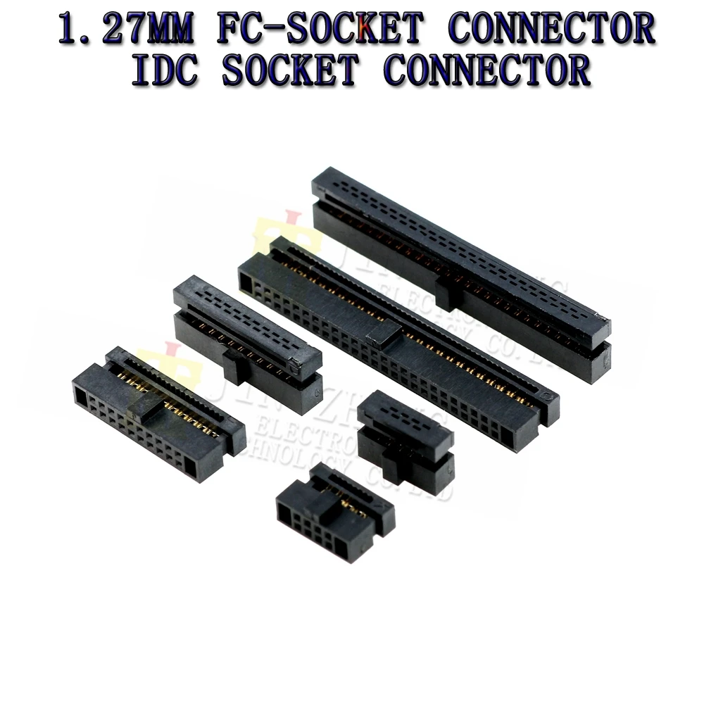 10 قطعة FC 1.27 مللي متر 6 8 10 12 14 16 20 24 26 30 34 40 50 دبوس IDC أنثى رأس موصل مقبس ل 0.635 مللي متر الملعب كابل مسطح #3