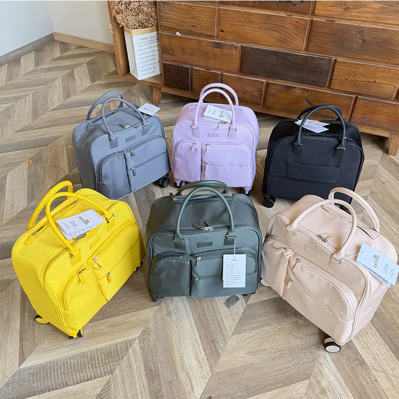 

18-inch Carry-On Laptop Suitcase Travel Trolley Bag, Portable Waterproof Universal Wheels, Fits Over Suitcase