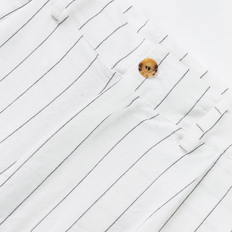 2025 cross-border spring and autumn linen casual pants men's loose and breathable simple striped straight-leg suit pants - Image 6