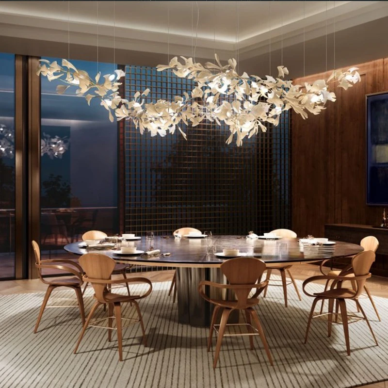 

Luxury Ginkgo Leaf Led Chandelier - Large Artistic Nordic Pendant Light For Staircase Villa Hotel Lobby Living Dining Room