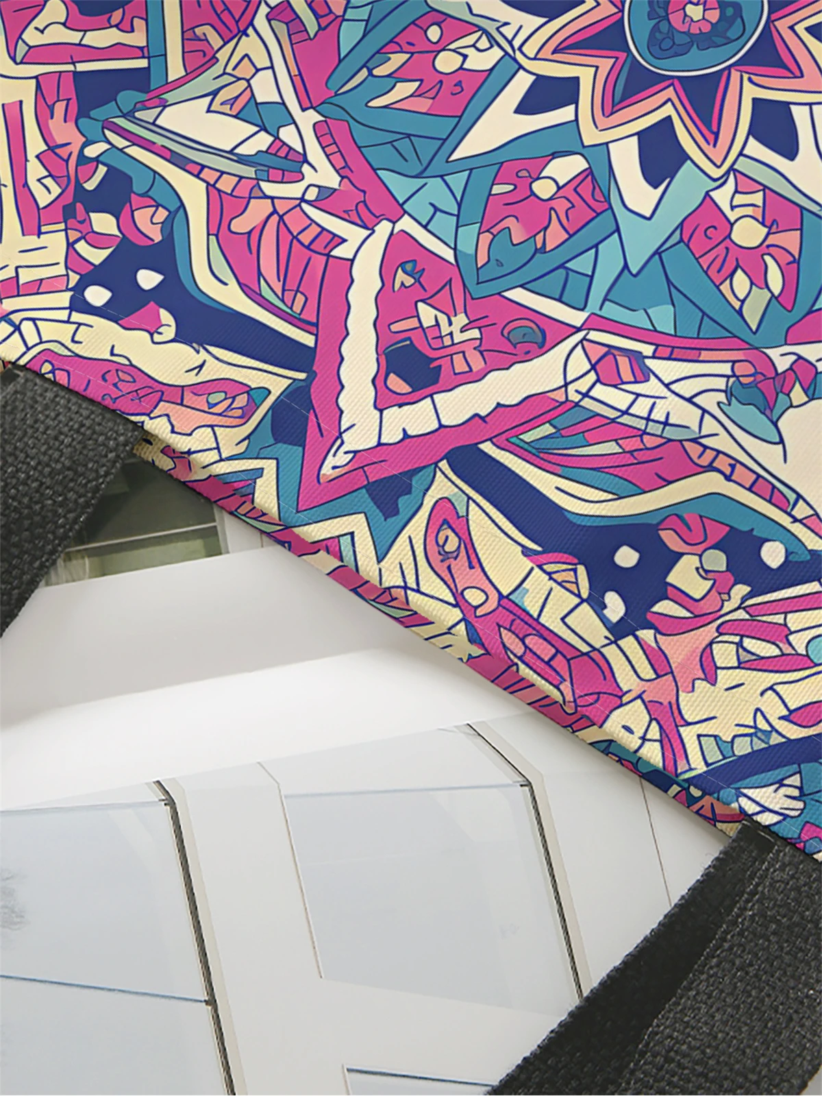 قطعة واحدة، حقيبة يد منقوشة على الطراز العرقي، حقيبة يد عصرية قابلة لإعادة الاستخدام، حقيبة يد متعددة الوظائف، حقيبة تسوق قماشية مطبوعة