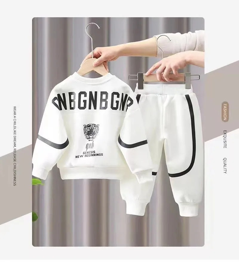 Spring Autumn Boys Clothing Set 2024 New Children\'s Baby Top and Pants Two Piece Boys Long Sleeve Sweater Set Kids Clothes Suit