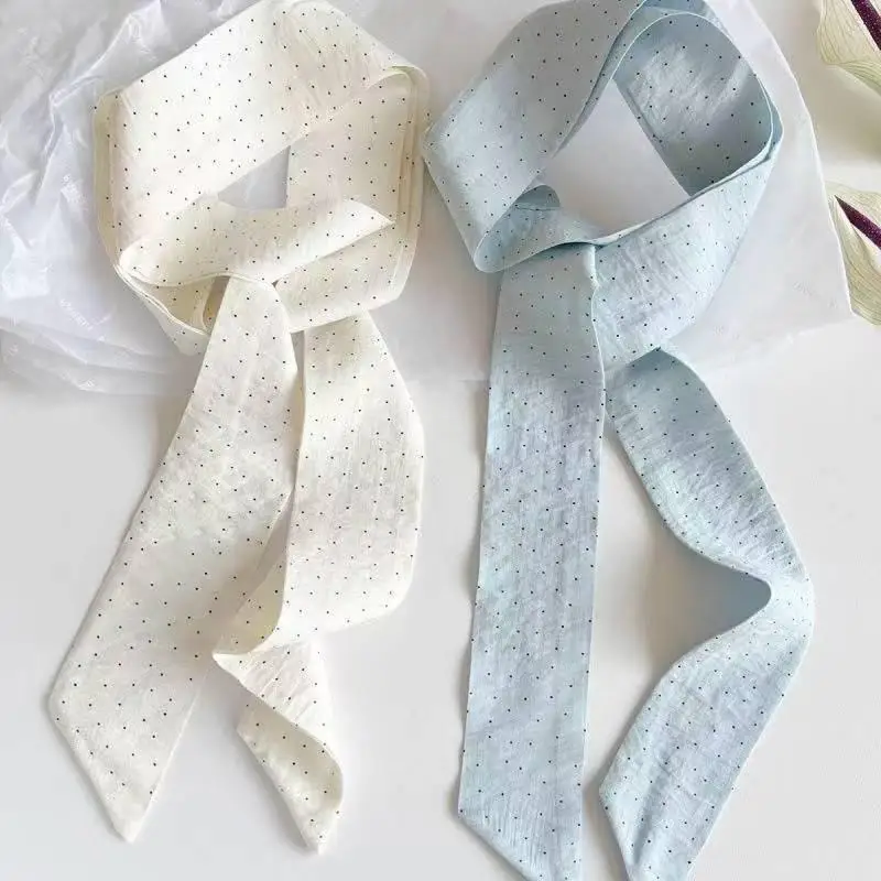 

Women Narrow Long Scarf 190x4.5cm Polka Dot Tie Bag Ribbon Headband Choker Streamer Lady Accessories