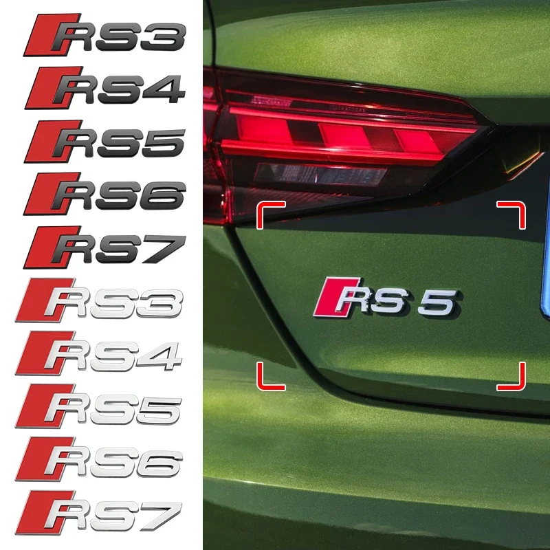 1 قطعة ثلاثية الأبعاد ABS جسم السيارة الخلفي الجذع ملصق شارة اكسسوارات الديكور لأودي RS3 RS4 RS5 RS6 RS7 RS8 شعار اكسسوارات السيارات