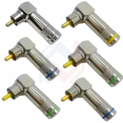 1PCS/LOT P737 L-Type RCA Right Angle Connector 90-Degree Elbow Solder Free Lotus Plug AV Color Difference Line Audio