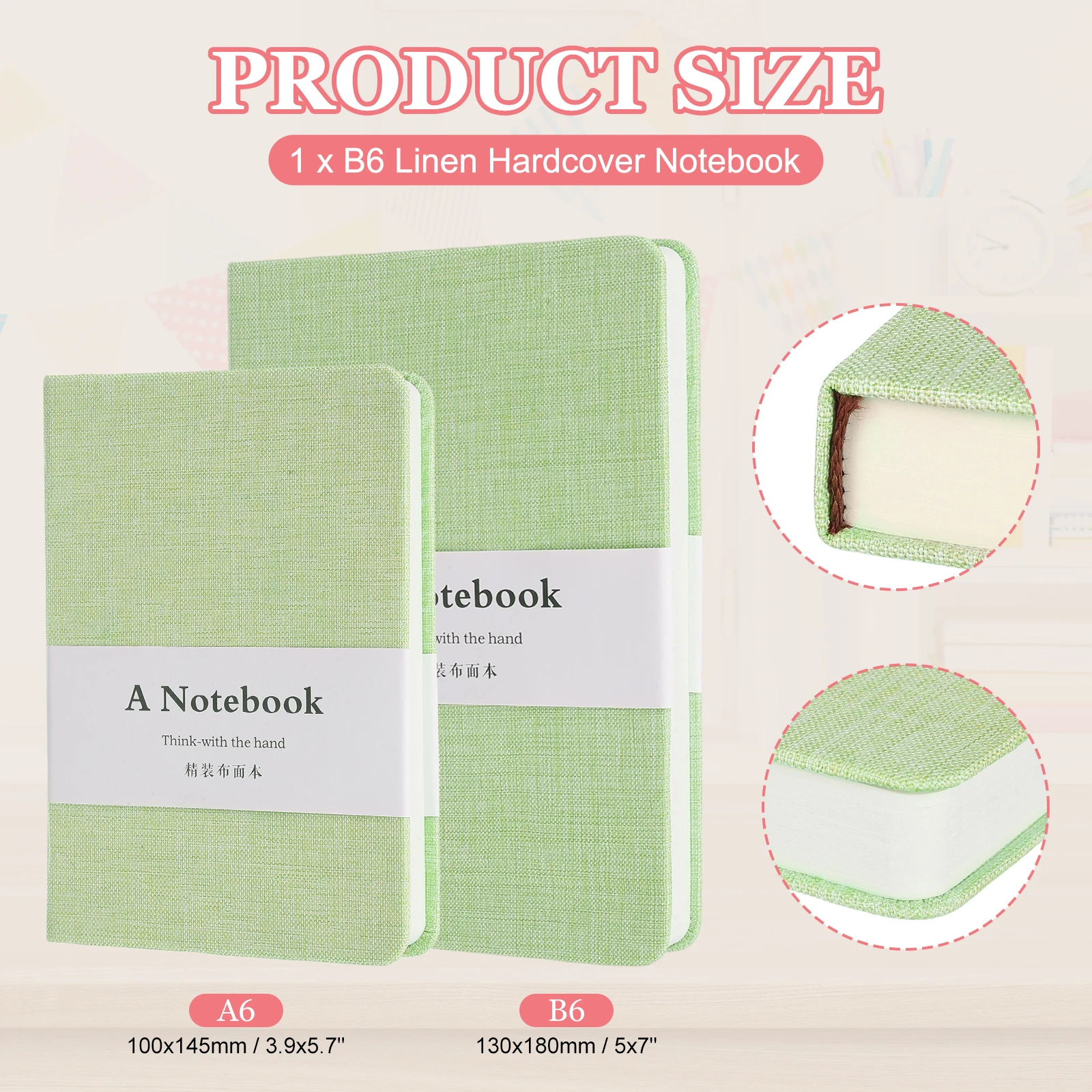 A6 B6 Linen Journal 256 Pages  - Notebook Dotted A5 评论和价格
