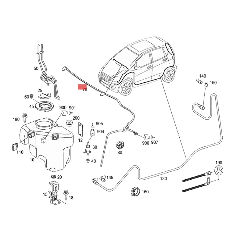 A1698600492 Windshield Washer Nozzle Jet Hose For Mercedes Benz A W169 2004-12 /B W245 2005-11 No Heated