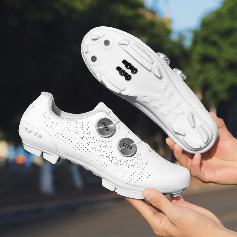 Zapatillas de Ciclismo de Carretera para Hombre, Transpirables, de Verano, con Tacos Autoblocantes, Antideslizantes, para Bicicleta de Montaña, Zapatillas de Carreras SPD Ligeras