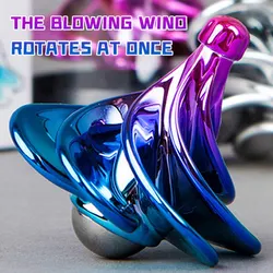 1pcs Toy Pneumatic Gyro Portable Fingertip Decompression Desktop Toy Wind Blowing Rotating Multicolor Gyro Children's Gift