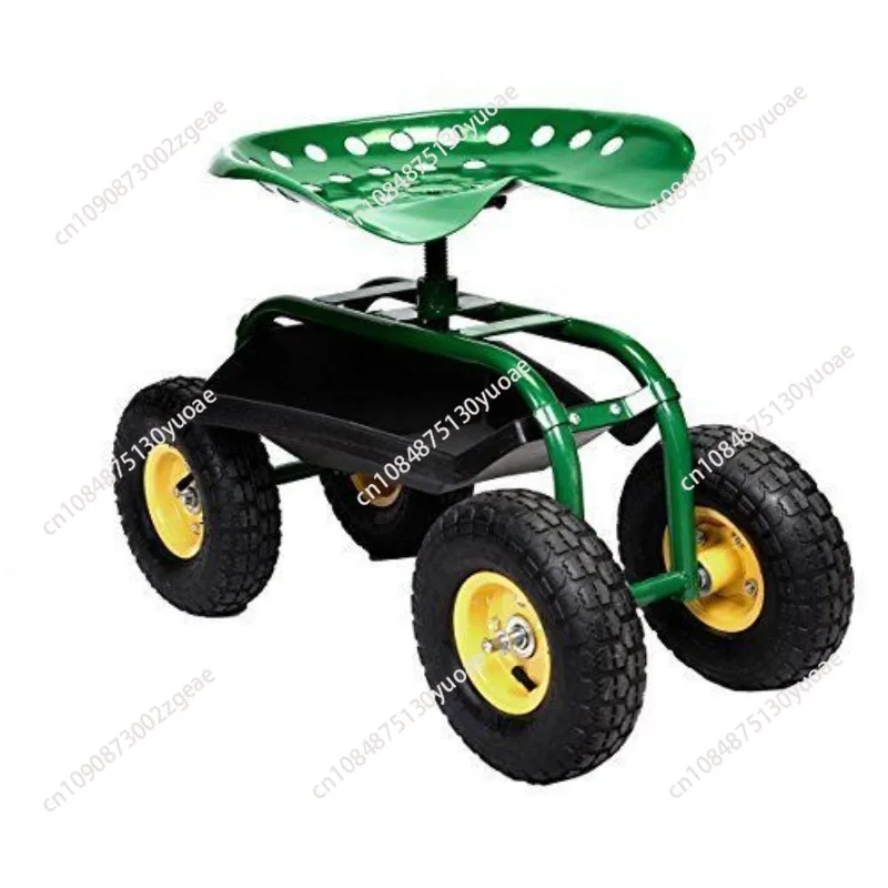 Garden four-wheel tool car, flower mobile seat car, work and rest car