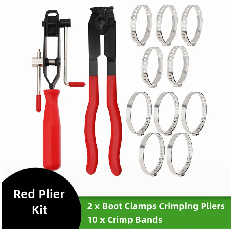 1 Set Heavy Duty Antiskid CV Joint Boot Clamps Crimping Pliers for Most Cars with 10 Crimp Bands Ear Boot Tie Pliers
