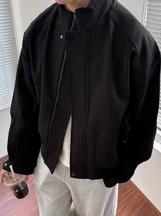 

Casual Stand Collar Jaet Men's Faionable Oversized Simple Autumn Wearable Zipper Closure No Brand Chinese Made Outerwear