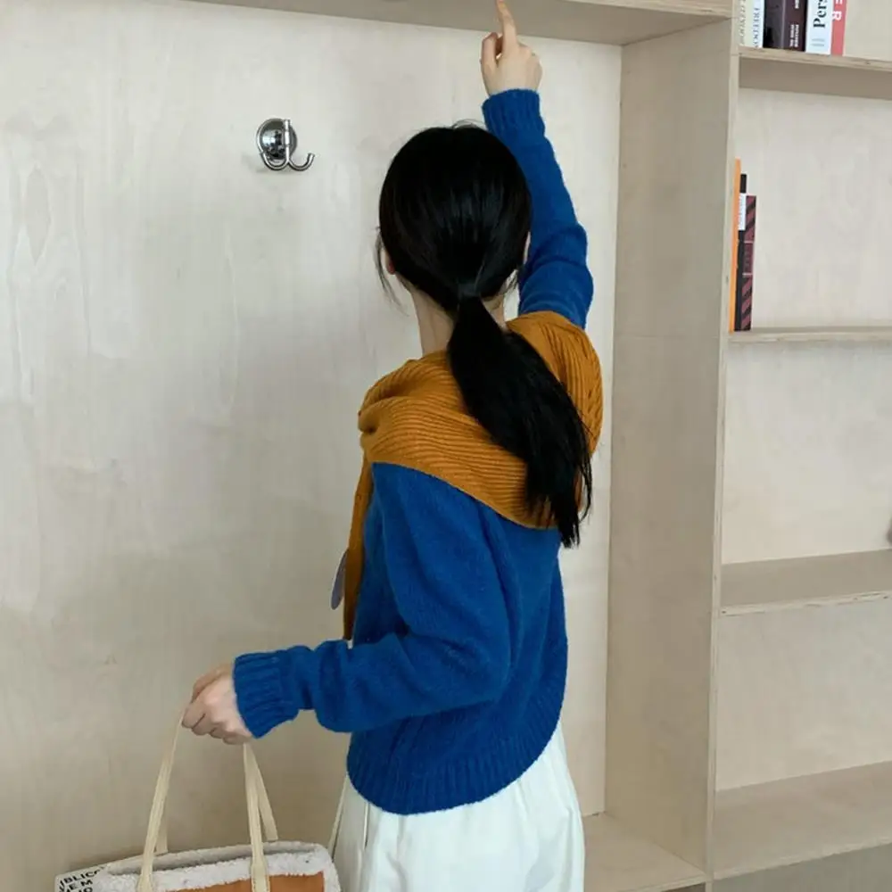 في الهواء الطلق الشتاء وشاح متعدد الوظائف الحجاب مخطط عبر منديل الحجاب الصوف متماسكة شال التفاف الرقبة غطاء الكتف #4