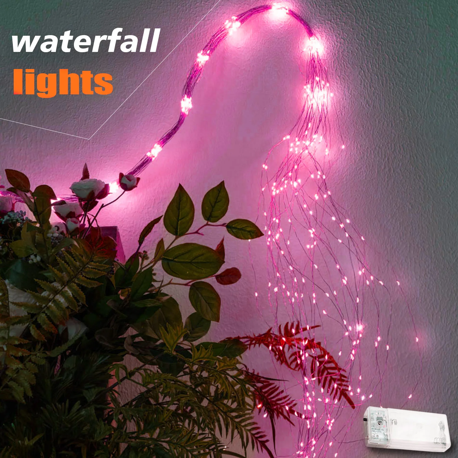 100 LED Pink String Lights Valentine's Day Waterfall Light Garland Led Fairy Lights Home Birthday Wedding Party DIY Decorations