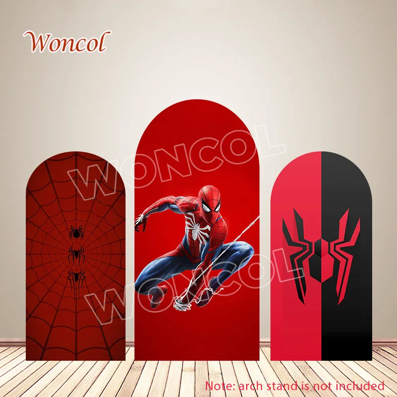 Spiderman Arch Cover Spidey Arch Backdrop Polyester Double-Sided Spiderman Birthday Arch Cover Spiderman Baby Shower Backdrop