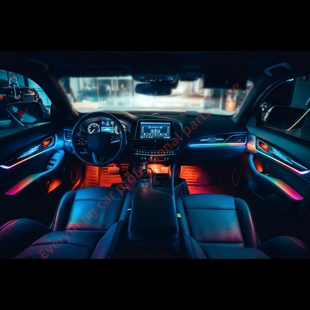 Car 64-color Ambient light for Cadillac CT5 Dynamic light guide panel, Atmosphere upgrade, Steering wheel button APP control