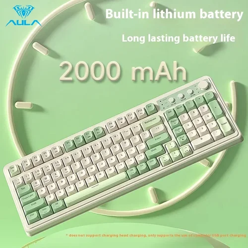 Imagen 2 del producto AULA S99 2,4G inalámbrico/Bluetooth/con cable teclado para juegos de tres modos teclado ergonómico RGB escritura de oficina teclado silencioso de 99 teclas