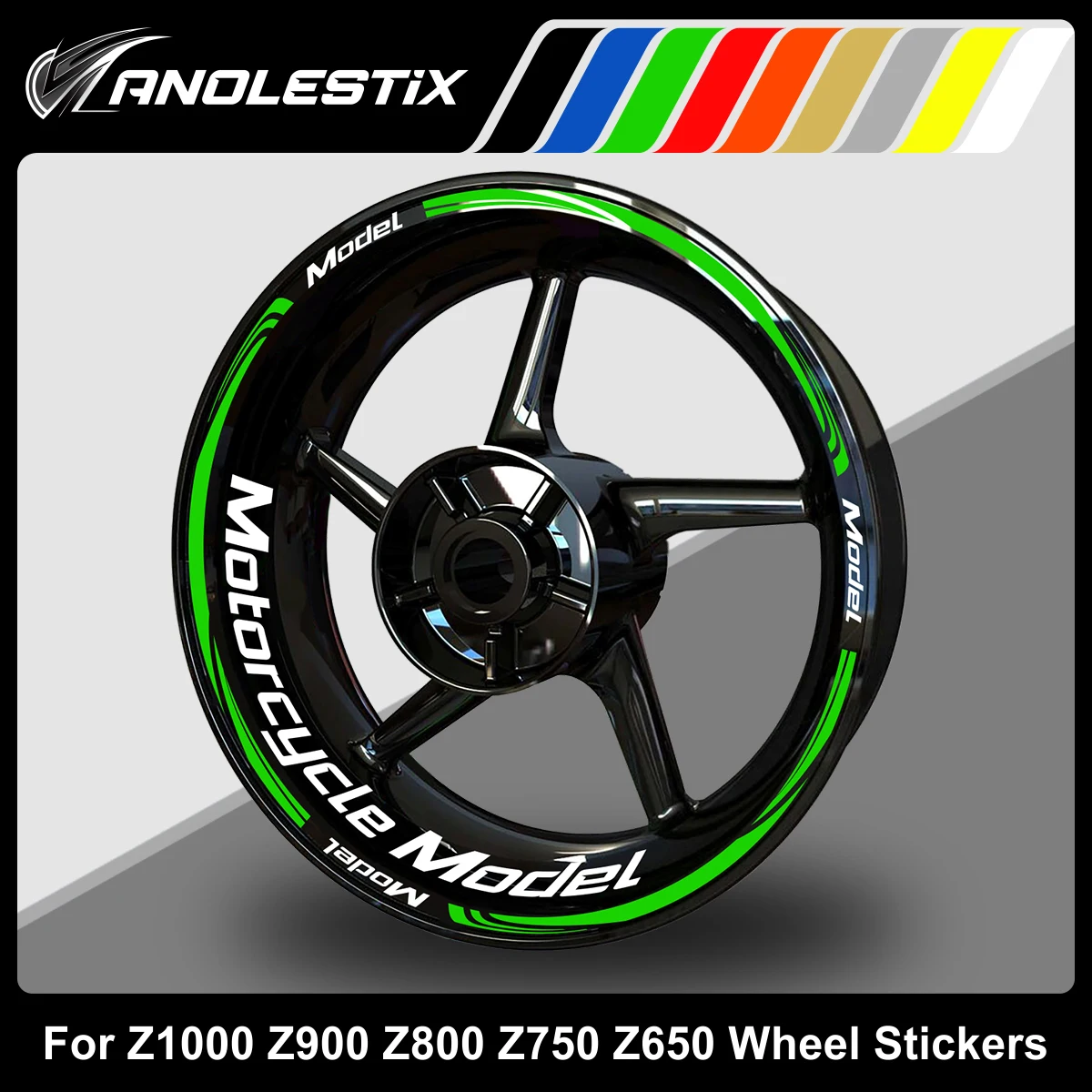 

AnoleStix Reflective Motorcycle Wheel Sticker Hub Decal Rim Stripe Tape For Kawasaki Z900 Z1000 Z750 Z800 Z650