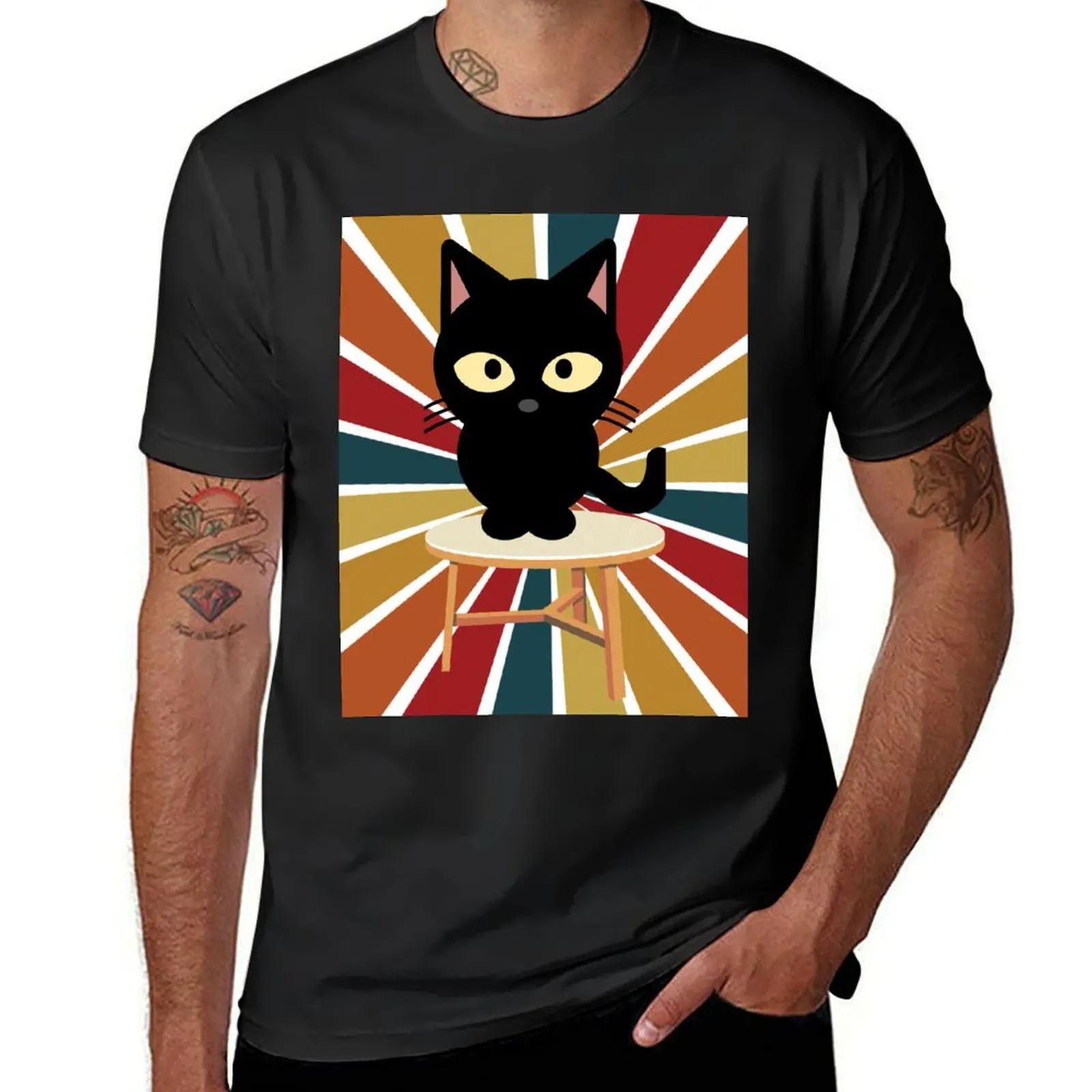 

Atomic Mid century cat,retro atomic cats,mid century black cat, T-Shirt new edition boys whites men clothing