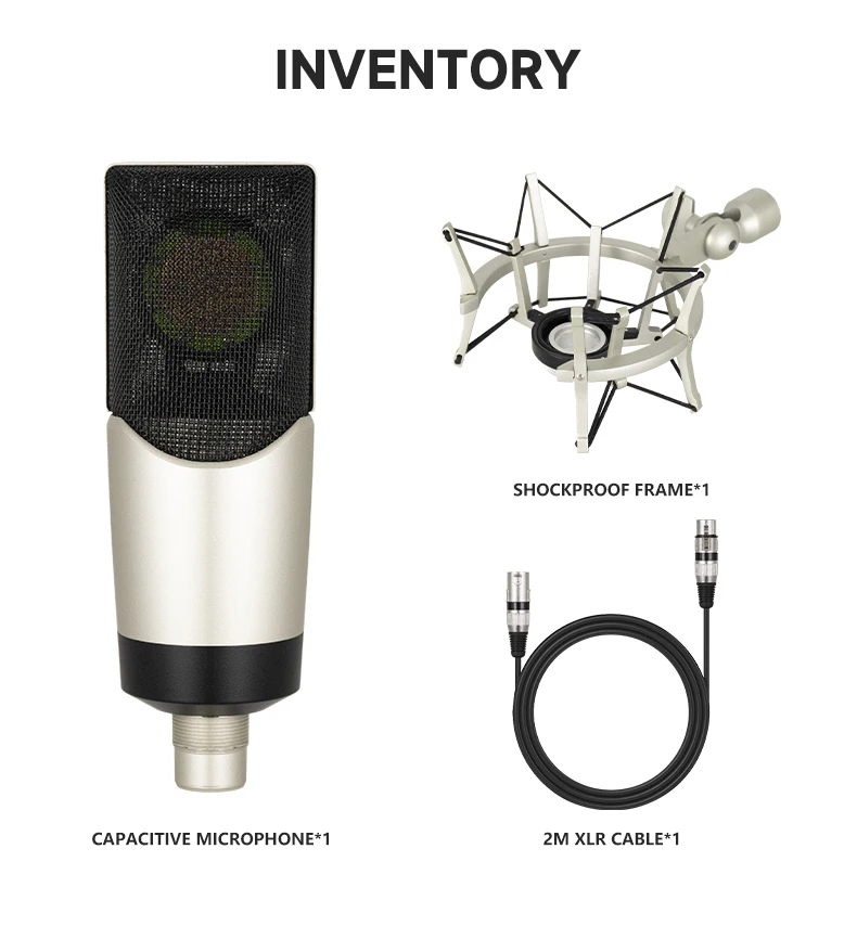 ميكروفون مكثف XLR 48 فولت مع كابل XLR 2 متر لتسجيل الاستوديو وبث البث للتدريس والمشروعات #2