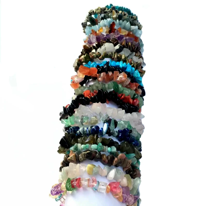 Wholesale 5-8MM Natural Stone Irregular Amethyst Agate Crystal Gravel Elastic Bracelet Women's Yoga Fashion Lucky Jewelry