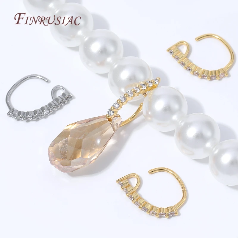 1-4Pcs 18K Gold Plated C Shape Rhinestone Pendant Bail Jewelry Bail Necklace Pendant Hook DIY Jewelry Making Supplies Findings