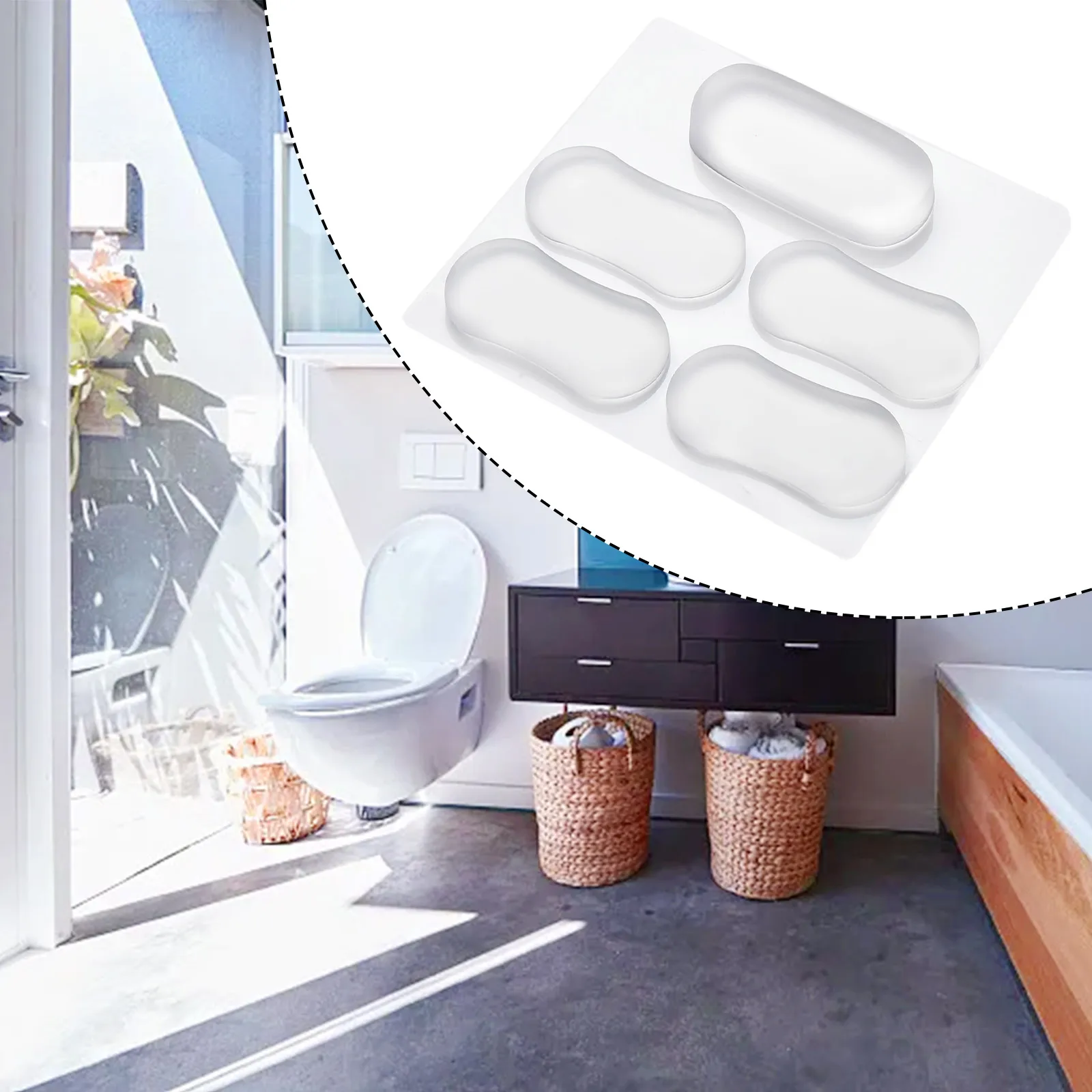 Bumpers Toilet Cover Bidet Toilet Bumpers Furniture Sound-absorbing Silent Transparent Transparent Rubber Mat 5pcs/pack