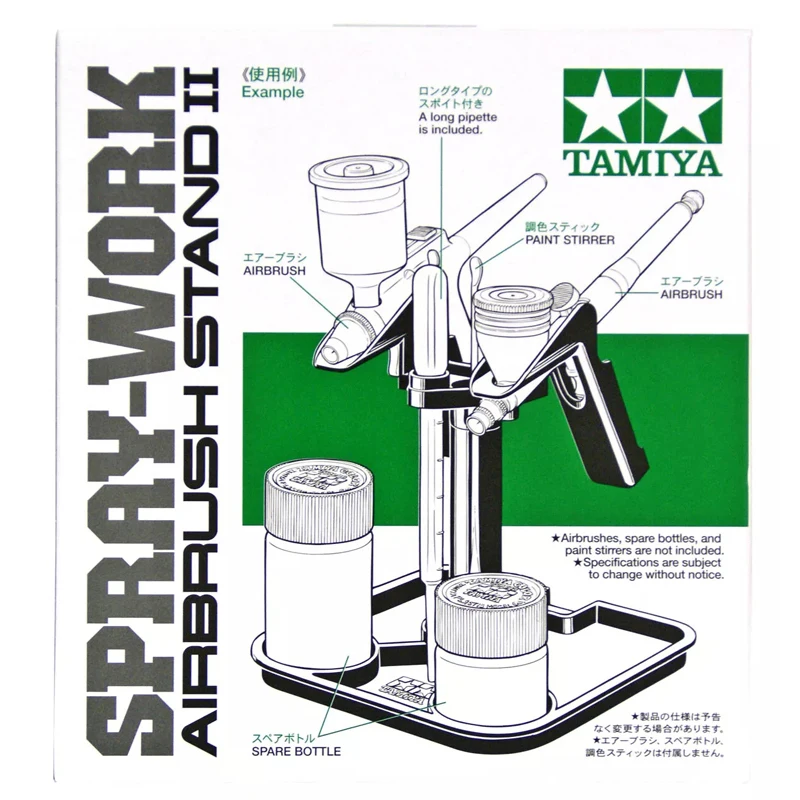 TAMIYA 74539 Подставка для аэрографа с аэрографом II с длинной пипеткой, двухпозиционный набор держателей для ручек-распылителей, лоток, комбинированная модель, инструменты для рукоделия