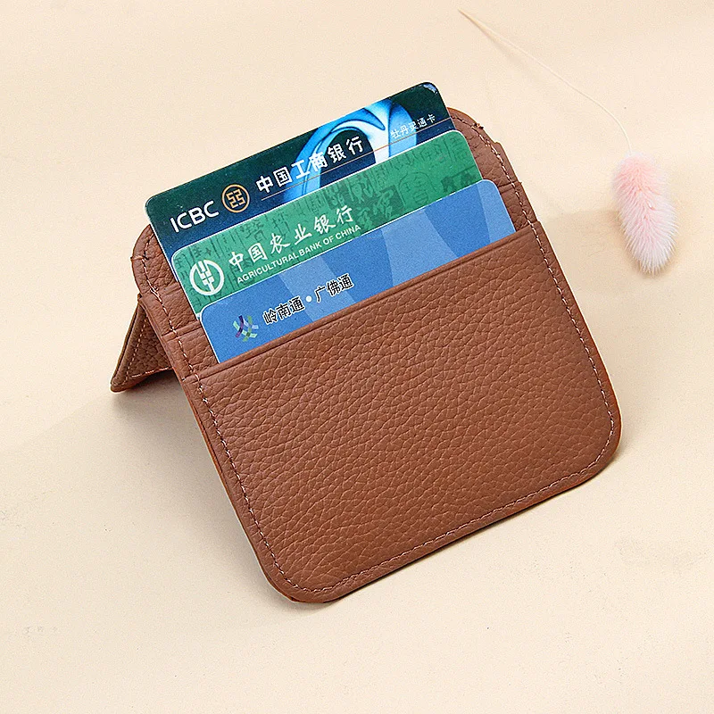 New Mini Coin Purses Genuine Leather Women Square Coin Pocket Cowskin High Quality Hasp Money Bag Wallet Ultra-thin Card Package