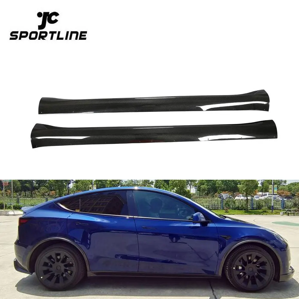

Dry Carbon Fiber Side Skirt Extensions For Tesla Model Y Sport Utility 4-Door 2019-2021
