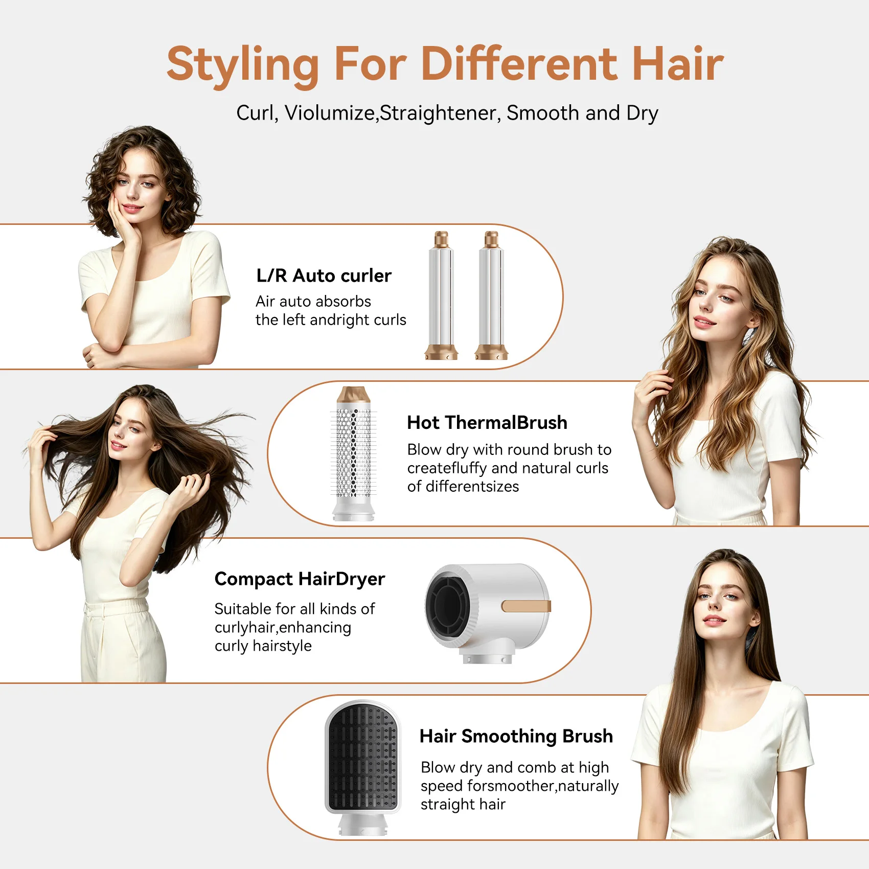 110000 RPM 7 in 1 Multi Styler Wholesale High Speed Hair Dryer Brush Strong Hot and Cold Hair Dryer Auto Wrap Hot Air Brush Comb