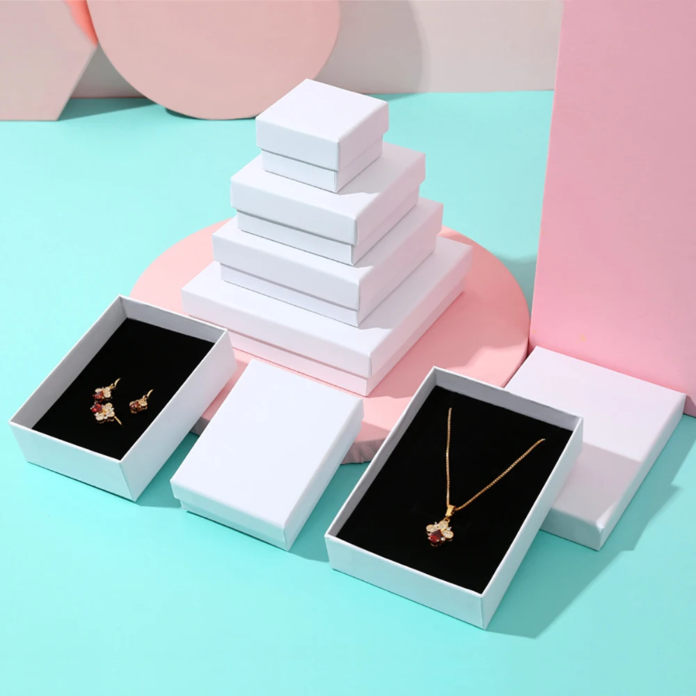 12-Pack White Paper Jewelry Gift Boxes