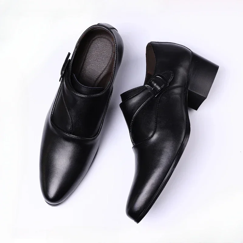 Genuine Leather Men's Shoes Business Men Dress Shoes Incressed 6cm Slip on Pointed Toe Man Oxfords Classic Formal Shoes for Men