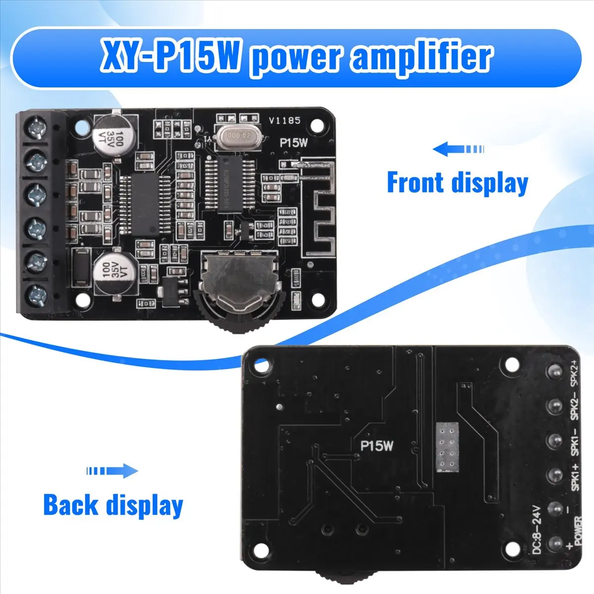 &BOFF & 20W Scheda amplificatore di potenza Bluetooth stereo 12V / 24V Scheda amplificatore di potenza digitale ad alta potenza XY-P15W senza guscio