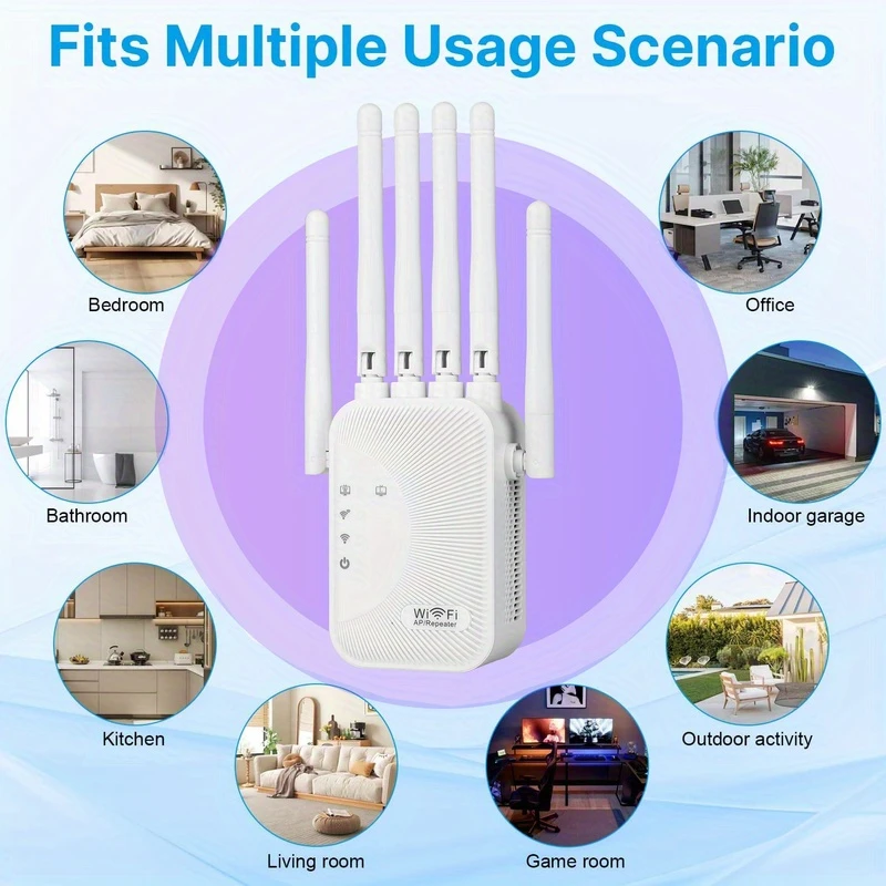 1200M Dual Band WiFi Repeater 2.4GHz 5G Wireless Signal Booster High Speed WiFi Amplifier Easy Setup Extender For Home Office
