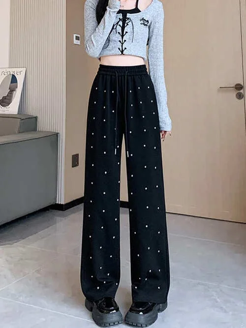 

Autumn Women's Wide Leg Pants Spring New Casual Loose Daily Breathable Comfortable Straight Tube Drop Floor Dragging Pants