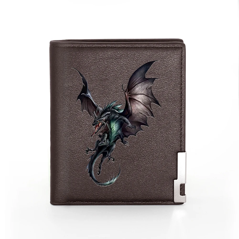 New Arrivals fashion Punk Fantasy Beast Dragon Printing Pu Leather Wallet Men Women Billfold Credit Card Holders Short Purses