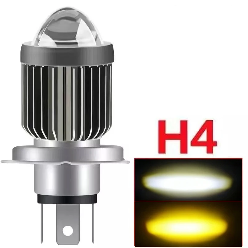 1PCS 10000LM H4 LED Motorcycle Headlight H4 BA20D P15D Led CSP Lens White Yellow Hi Lo Beam Motorbike Scooter Running Light