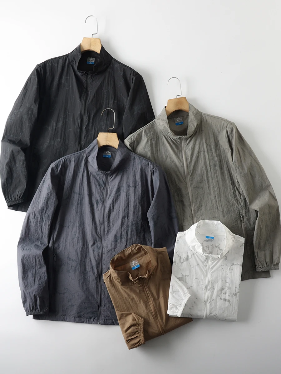 

Техническая защита от солнца, дышащий легкий мужской воротник-стойка, джемпер на ощупь, летняя мода, Urban Sle Long Sve, молния