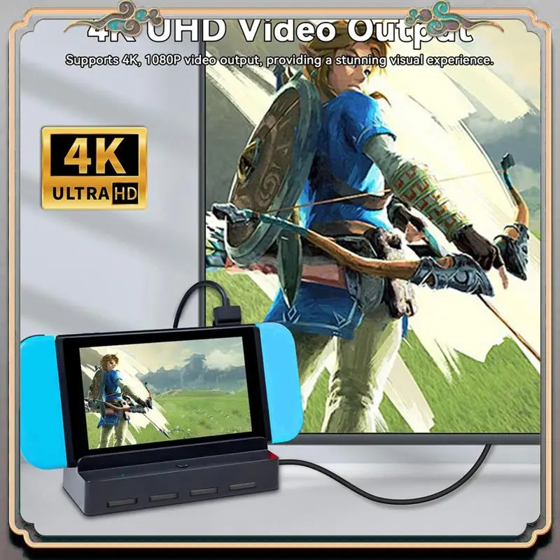 

Durable 4 In 1 TV Dock Station For Switch/Switch OLED, Switch Game Card Reader With 4 Card Slots, USB-C Port Charging Station