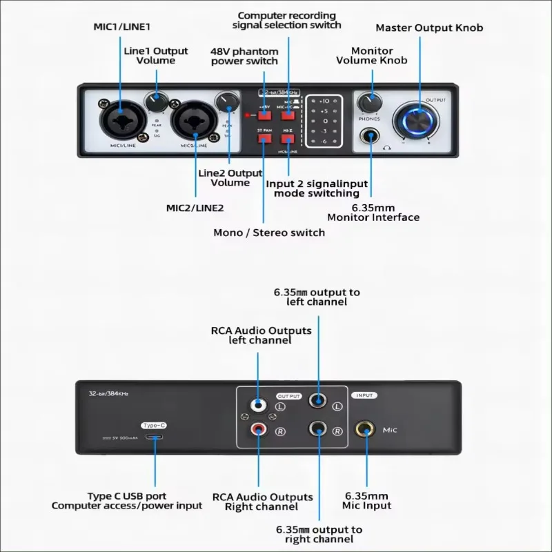 New Amplifier Design Audio Interface Sound Card With Great Price Professional Sound Card mini  speaker bluetooth