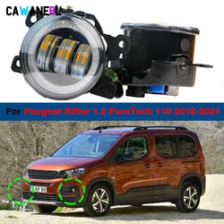 2 Pieces 30W Car Angel Eye LED Fog Light Daytime Running Lamp DRL H11 For Peugeot Rifter 1.2 PureTech 110 2018 2019 2020 2021