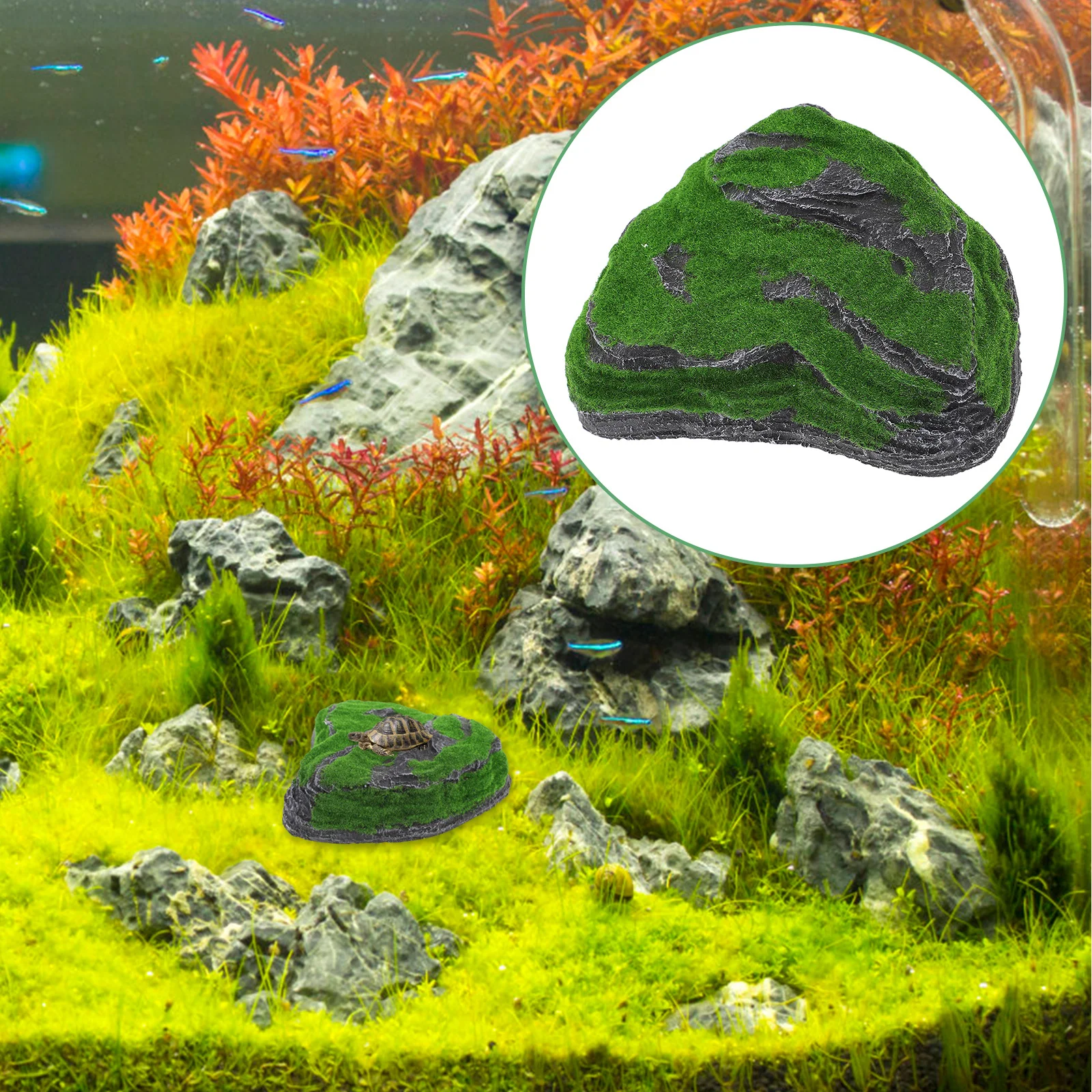 منصة الفرح السلحفاة الراتنج خزان الديكور السلحفاة الملحقات ملعب الزواحف دائم متعدد الوظائف محاكاة حية #4